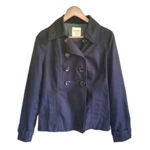 Old Navy Double Breasted Short Trench Coat Black Womens Small Classic Casual